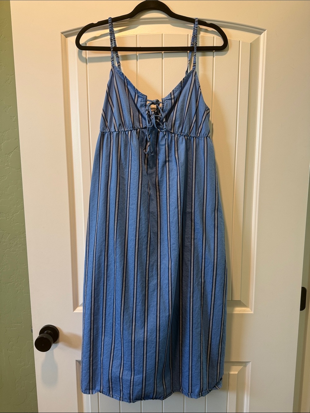 a.n.a Blue Striped Maxi Dress with Tie Front